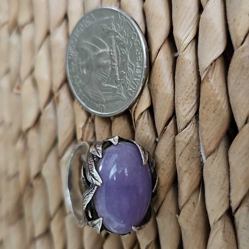 💟HP💟Lavender Jadeite Jade Silver Ring - Picture 5 of 8